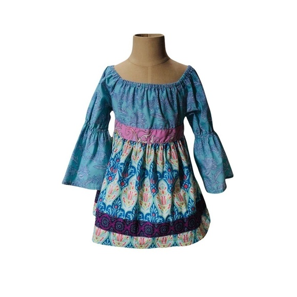 MATILDA JANE GIRLS DARLING DRESS IN BLUES, PURPLE & PINK - SIZE 4 - Picture 1 of 10